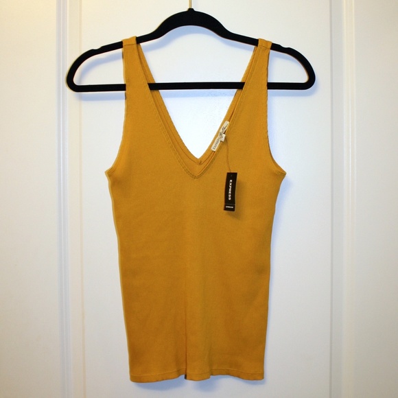 Express Tops - Yellow V-Neck Tank Top - NWT - Express Size S